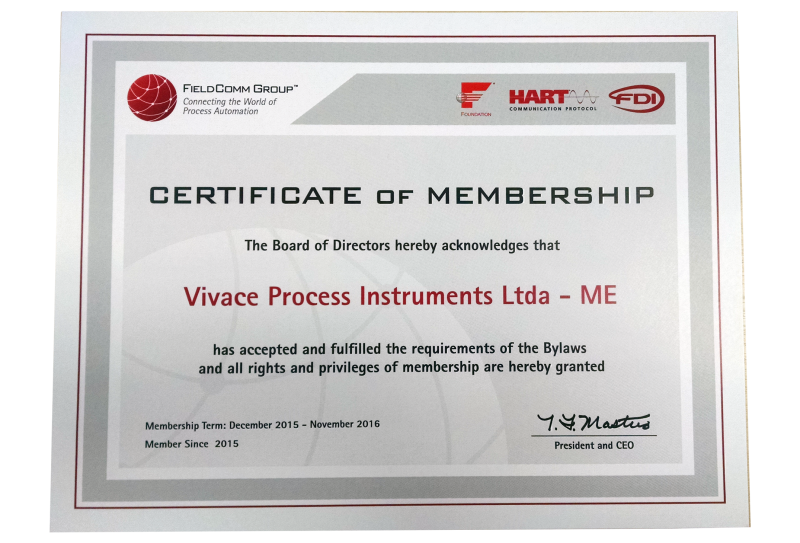 Vivace Process Instruments associated to FieldComm Group